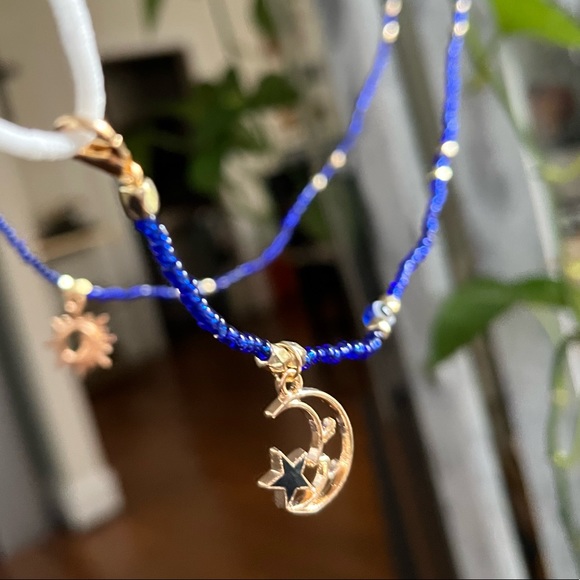 Handmade face mask holder, string bead, evil eyes, moon star & sun & moon - Picture 15 of 17